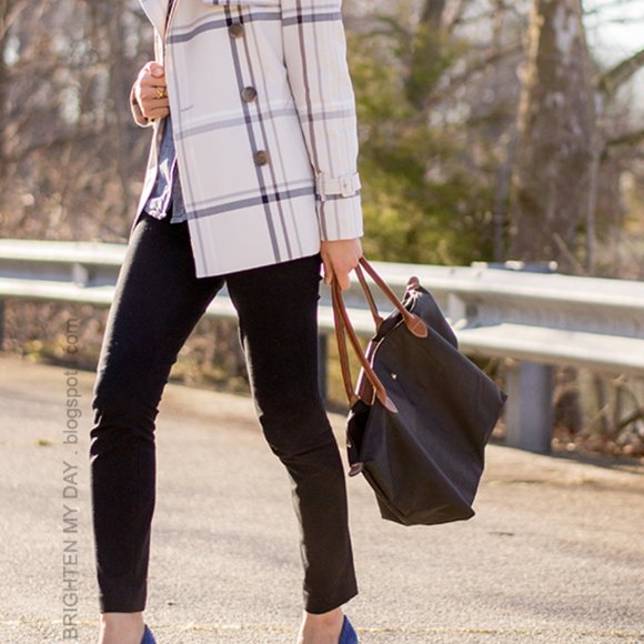 COACH Tattersall Short Plaid Trench Coat - Picture 15 of 15